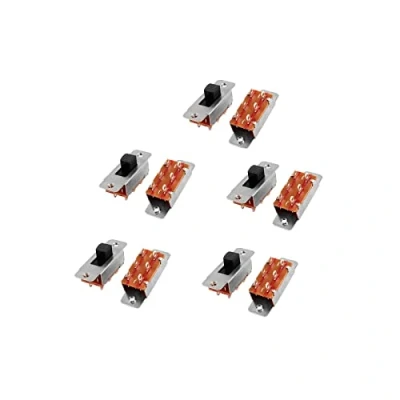 Image of Sourcingmap 10 Pcs 250VAC 3A 125VAC 6A 6 Terminal 2 Position DPDT On/Off Mini Slide Switch