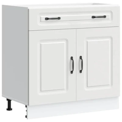 Image of vidaXL Kalmar Kitchen Base Cabinet White Engineered Wood, Adjustable Feet, Ample Storage, 60x46x81.5 cm