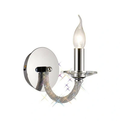 Image of Elena Wall Lamp Switched 1 Candle Light Polished Chrome, Crystal