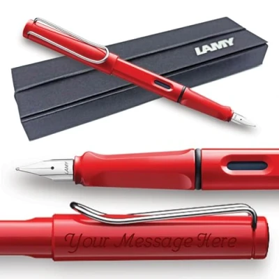 Image of Fountain Pen Lamy Safari Personalised with Engraving (Red, Medium Nib)