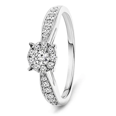 Image of Miore engagement ring for women in 9 kt 375 white gold with brilliant cut diamonds 0.30 ct