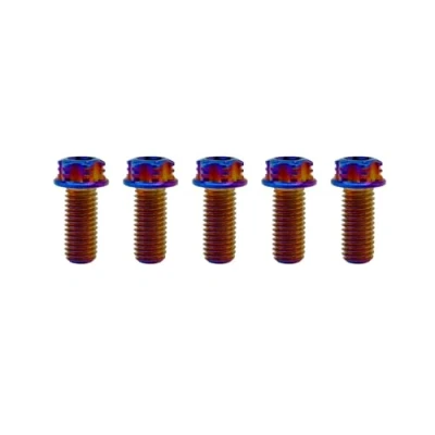 Image of RISON Titanium Bolts M6*1.0 * 18 Torx for Motorcycles Hex Head Dual Drive Burnt Blue Flange Bolt Pack of 5