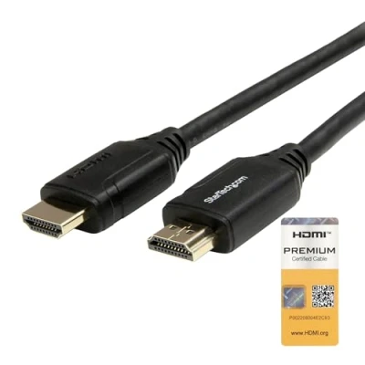 Image of StarTech.com HDMM2MP Premium High Speed HDMI Cable with Ethernet ,Black, 4K 60Hz 2 m (6 ft.)