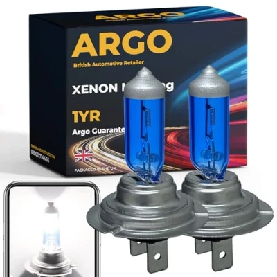 Image of Argo H7 Headlight Bulb 55w Xenon White 6000k 12v 477 Car High Low Dipped Main Beam Headlamp Bright Fog Light Bulbs 499 PX26D