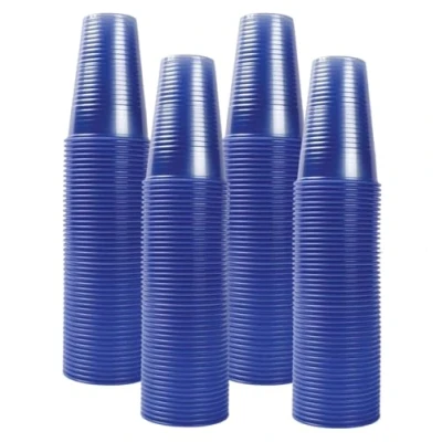 Image of Tezraftaar® 100 x Plastic Disposable Cups 7oz (200ml) Blue Water Cooler Vending Drinking for Catering Birthday Parties Weddings
