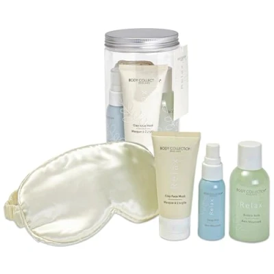 Image of Body Collection Relax Spa in a Jar Complete Gift Set with Bubble Bath, Sleep Mist, Clay Face Mask &amp; Super Soft Vegan Cruelty Free Relaxation Kit Ideal for Her