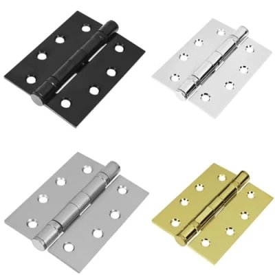 Image of Handlestore Ball Bearing Hinges x 2 Pairs (4 Hinges), 75mm or 100mm, 4 Colours, Heavy Duty, Steel Door Hinges. (Satin Chrome, 100mm (4&quot;))