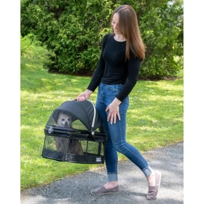 Image of Pet Gear No Zip View 360 Safety Carrier &amp; Car Seat for Small Dogs Cats Push Button Entry, 20 inch, Onyx