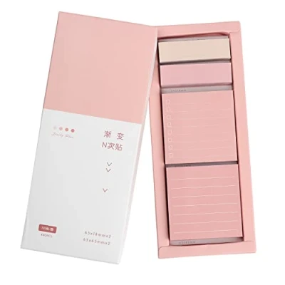 Image of Pink Lined Sticky Notes Set, 240 Sheets Pastel Note Pads, Self Stick Index Tabs Cute Memo Notepads for School, Office and Home