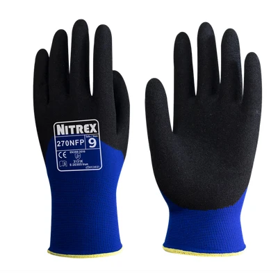 Image of Nitrex 270NFP 15 Gauge Blue Nylon Sandy Nitrile 3/4 Coated Glove 10 Pairs Size 8