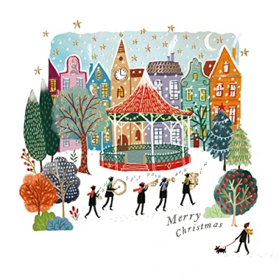 Image of Christmas Bandstand Curious Inksmith Card Xmas Greeting Cards X14559IJ