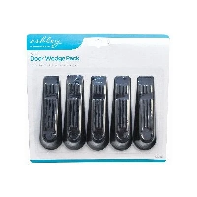 Image of Black Rubber Wedge Door Stops Pack of 5 By Ashley