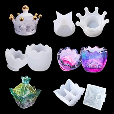 Image of iSuperb 3 Pcs Jewelry Box Resin Moulds Crown Egg Pyramid Shaped Creative Storage Silicone Epoxy Casting for DIY Craft (3 Molds)