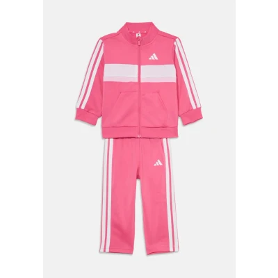 Image of adidas Performance Seasonal Essentials Tiberio Stripes Tracksuit Infant Unisex SET for kids, Size: 3 4y, Pink fusion/clear pink/white