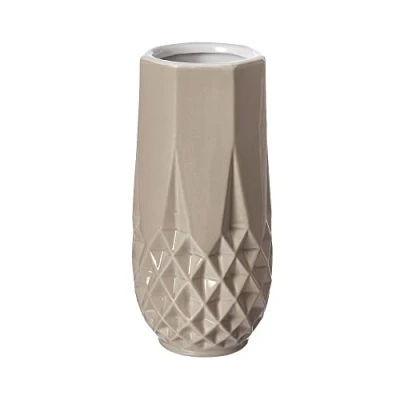Image of Stylish Beige Geometric Ceramic Pico Flower Vase 18.5 x 9cm