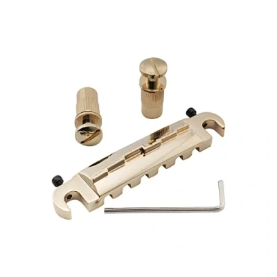 Image of Musiclily Pro 52.5mm Pre set Intonatable Wraparound Bridge Tailpiece for Epiphone Les Paul Junior LP Style Guitar, Gold
