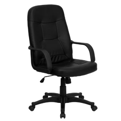 Image of Flash Furniture High Back Glove Vinyl Executive Swivel Office Chair with Arms, Metal, Black, Set of 1