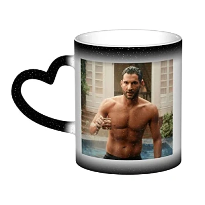 Image of Tom Ellis Funny Heat Changing Ceramic Coffee Mug, 11 oz Sensitive Color Mug Cup, Cute Xmas Gift for Women Men Black