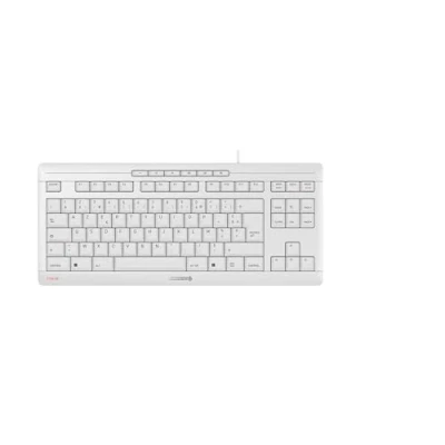 Image of CHERRY STREAM Keyboard TKL, Wired without Numeric Keypad, French Layout (AZERTY), Quiet Keystrokes, Unique Typing Experience, White Grey