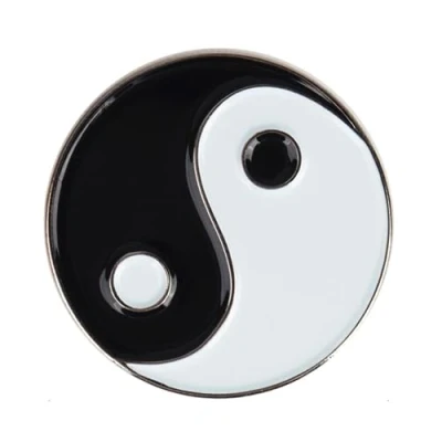 Image of Ying &amp; Yang Metal Enamel Pin Badge Lapel Rectangle