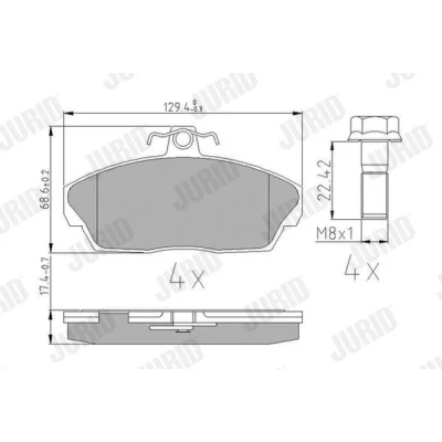 Image of 22173501170, 33023501170, 33023501800 Brake pad set JURID 573203J not prepared for wear indicator LAND ROVER: Freelander I Off Road