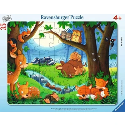 Image of Ravensburger Puzzle 05146 When Small Animals Sleep Go Children&#039;s Wenn gehen 35 Pieces Frame Puzzle, Teal/Turquoise Green