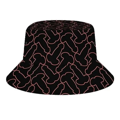 Image of Penis Pattern Portable Bucket Hat for Women Men Breathable Sun Cap Fisherman Travel Beach Funny