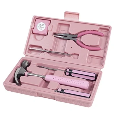 Image of Household Hand Tools, Pink Tool Set 7 Piece by Stalwart, Includes Hammer, Screwdriver Set, Pliers (Tool Kit for The Home, Office, or Car)