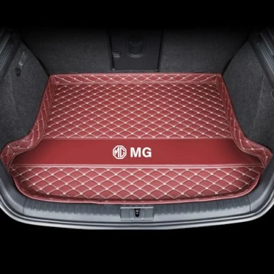 Image of YZWDSFP Car Boot Liners Mats for MG ZS 2017 2024, All Weather Liner Protector Pad with Raised Edges, Waterproof Anti Scratch Slip Cargo Tray Trunk Carpets, Wine Red
