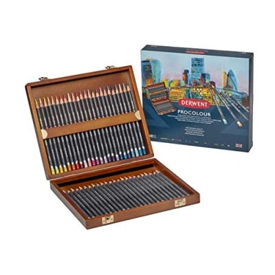Image of Derwent Procolour Colouring Pencils Set Of 48 In Wooden Gift Box, 4mm Round Core, Premium Core Strength, Smooth Texture, Ideal For Fine Art Drawing &amp; Colouring, Professional Quality, 2302523