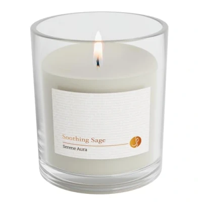 Image of Soothing Sage Serene Aura Scented Candle (Rose) Premium Essential Oils Natural Soy Wax Candles 40 Hours Burn time 200g Gift for Women Calming, Soothing, Relaxing