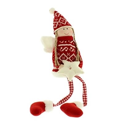Image of Festive Productions Sitting Girl in Outfit Decoration Red/White