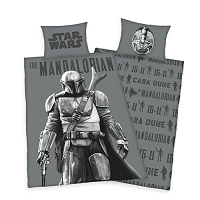 Image of Disney Star Wars Mandalorian Single Duvet Cover Set Polycotton Bedding Reversible Kids Bedroom Set, Includes Pillowcase Officially Licensed