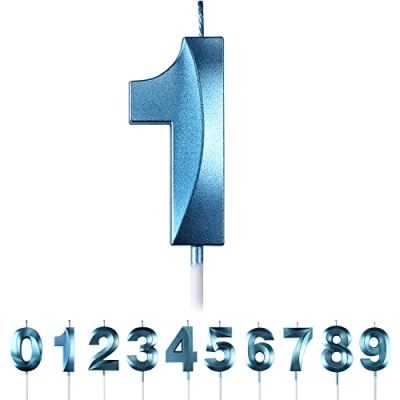 Image of 1th Birthday Number Candles,3D Blue Candle,Number 1 Candle for Party Cake Topper Decorations Boys Girls Anniversary Supplies