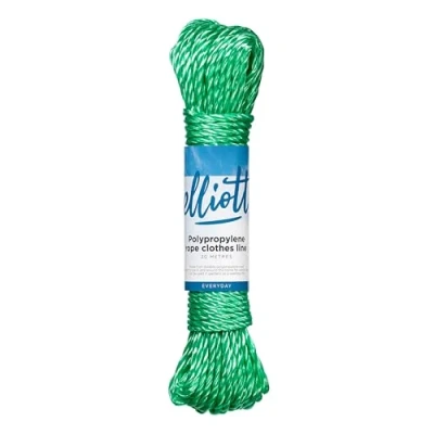 Image of Elliott Polypropylene Rope Clothes Line 20 Metres, Extra Strong, Weather and Rust resistant Washing Line. laundry Essential for outdoor use, rooms camping, Green