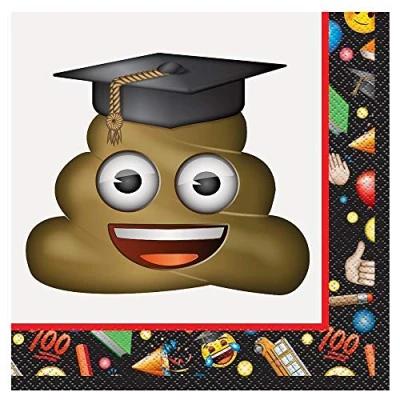 Image of Unique Party 50872 Emoji Graduation Paper Napkins, Pack of 16