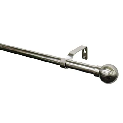 Image of GARDINIA Curtain Pole Set Ball 1 Track Diameter 16/19 mm 120 210 cm Metal Stainless Steel Look