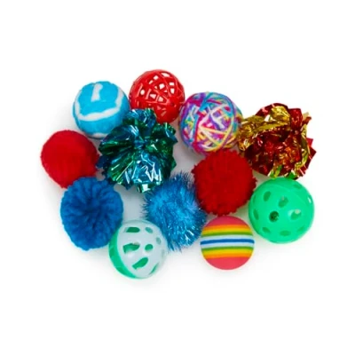 Image of Petface Catkins Cat Ball Toys, Play Pack of 12 Assorted Balls for Indoor Cats