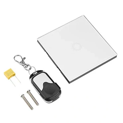 Image of ASHATA Smart Touch Light Switch, 1 Way Tempered Glass Panel Wall Switch with Wireless Remote Control (White)