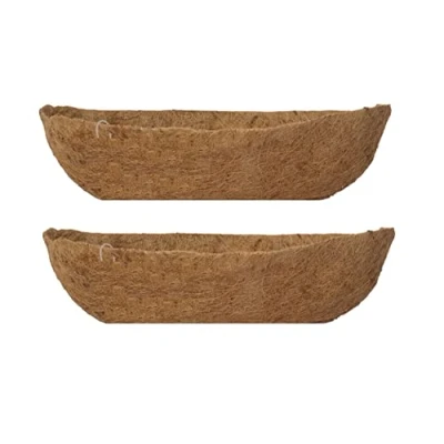 Image of Set Of 2 Natural Coco Wall Trough Liner Cupped Shaped For A 30 Inch Basket