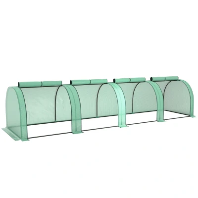 Image of Tunnel Greenhouse Steel Frame for Garden w/ Zipper Doors, Green Outsunny