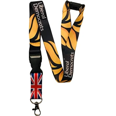 Image of PAC Supplies Global 20MM Political Neck Lanyard With Safety Breakaway &amp; Detachable Buckle Clip (Liberal Democrats, 1 Lanyard)