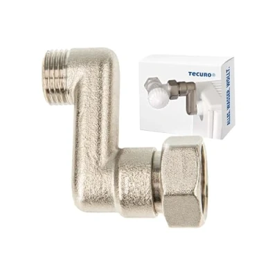 Image of tecuro Radiator S Connection 40 mm Height Adjustment with Euro Cone x AG 3/4 Inch 1/2 Nickel Plated Brass AGS