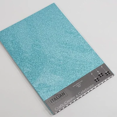 Image of Italian Options 250GSM Non Shed Glitter Card Craft Paper 10 Sheets, A4 Size, Blue
