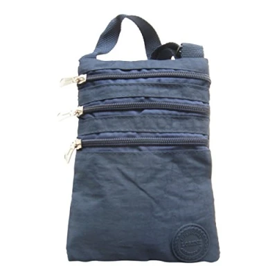 Image of Ladies Crinkled Nylon Small Cross Body Bag Organizer Navy