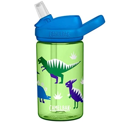 Image of CAMELBAK Eddy+ Kids Bottle Cool Dinosaurs, 400ml / Safe to Drink BPA Free Reusable Straw Sip Cup Boy Girl Infant Children Child Water Juice Flask Eco Environmentally Friendly Plant Based Plastic