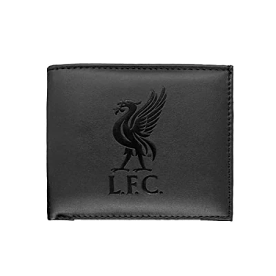 Image of Liverpool FC Official Football Gift Embossed Crest Money Wallet Black