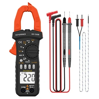 Image of Digital Clamp Meter T RMS 6000 Counts,GR 7200B Amperage Multimeter Voltage Tester Auto ranging,NCV Detection,Measures Current Temperature Capacitance Resistance Diodes Continuity