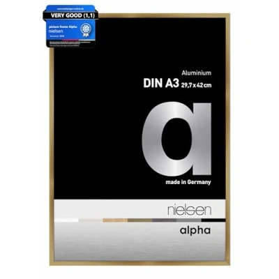 Image of nielsen Alpha Photo Frame A3, 29.7x42cm Aluminium Picture Frame, Amber with Protective Float Glass and Push Turn Clips Brushed