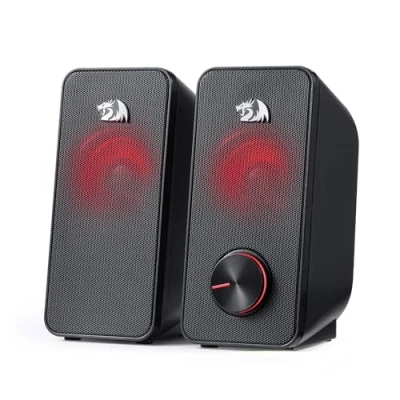 Image of Redragon GS500 Stentor PC Gaming Speaker, 2.0 Channel Stereo Desktop Computer Speaker with Red Backlight, Quality Bass and Crystal Clear Sound, USB Powered a 3.5mm Connector